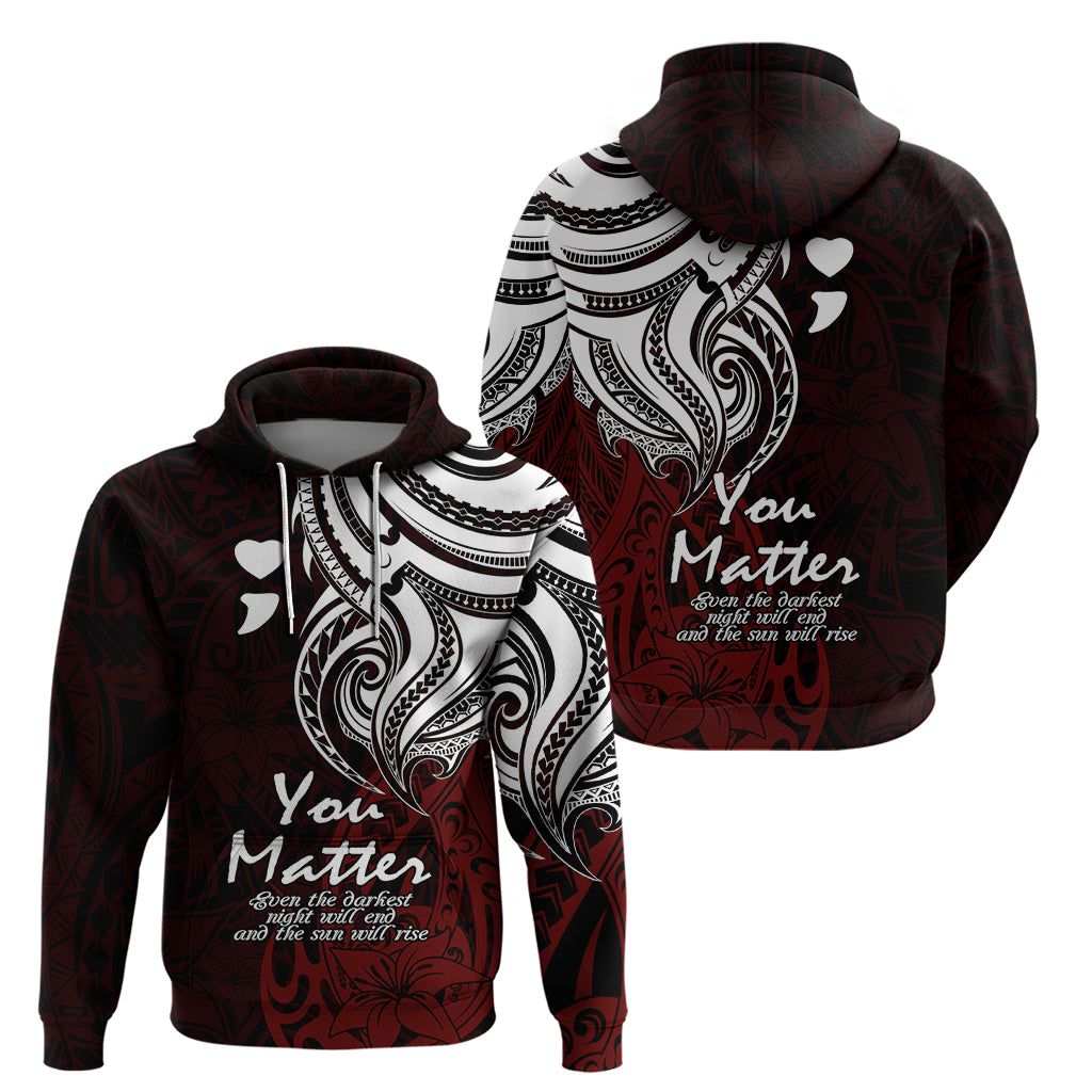 Your Matter Suicide Prevention Hoodie Red Polynesian Tribal - Wonder Print Shop