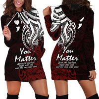 Your Matter Suicide Prevention Hoodie Dress Red Polynesian Tribal - Wonder Print Shop