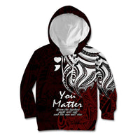 Your Matter Suicide Prevention Kid Hoodie Red Polynesian Tribal - Wonder Print Shop