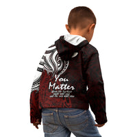 Your Matter Suicide Prevention Kid Hoodie Red Polynesian Tribal - Wonder Print Shop