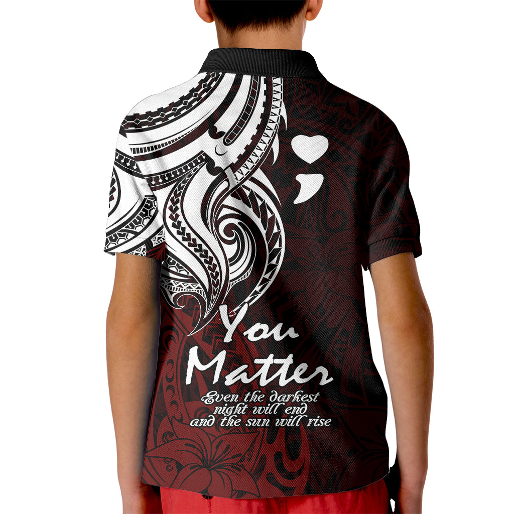 Your Matter Suicide Prevention Kid Polo Shirt Red Polynesian Tribal - Wonder Print Shop