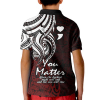 Your Matter Suicide Prevention Kid Polo Shirt Red Polynesian Tribal - Wonder Print Shop