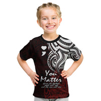 Your Matter Suicide Prevention Kid T Shirt Red Polynesian Tribal - Wonder Print Shop