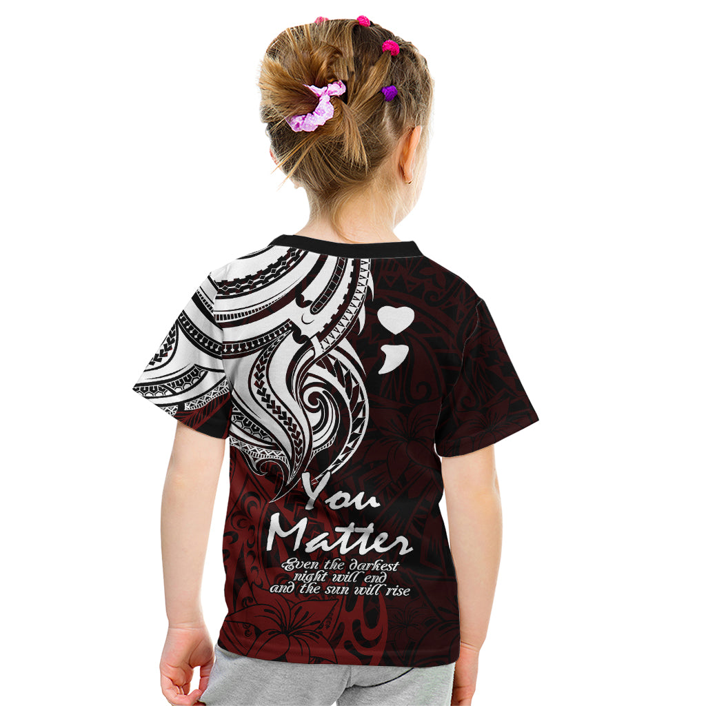 Your Matter Suicide Prevention Kid T Shirt Red Polynesian Tribal - Wonder Print Shop