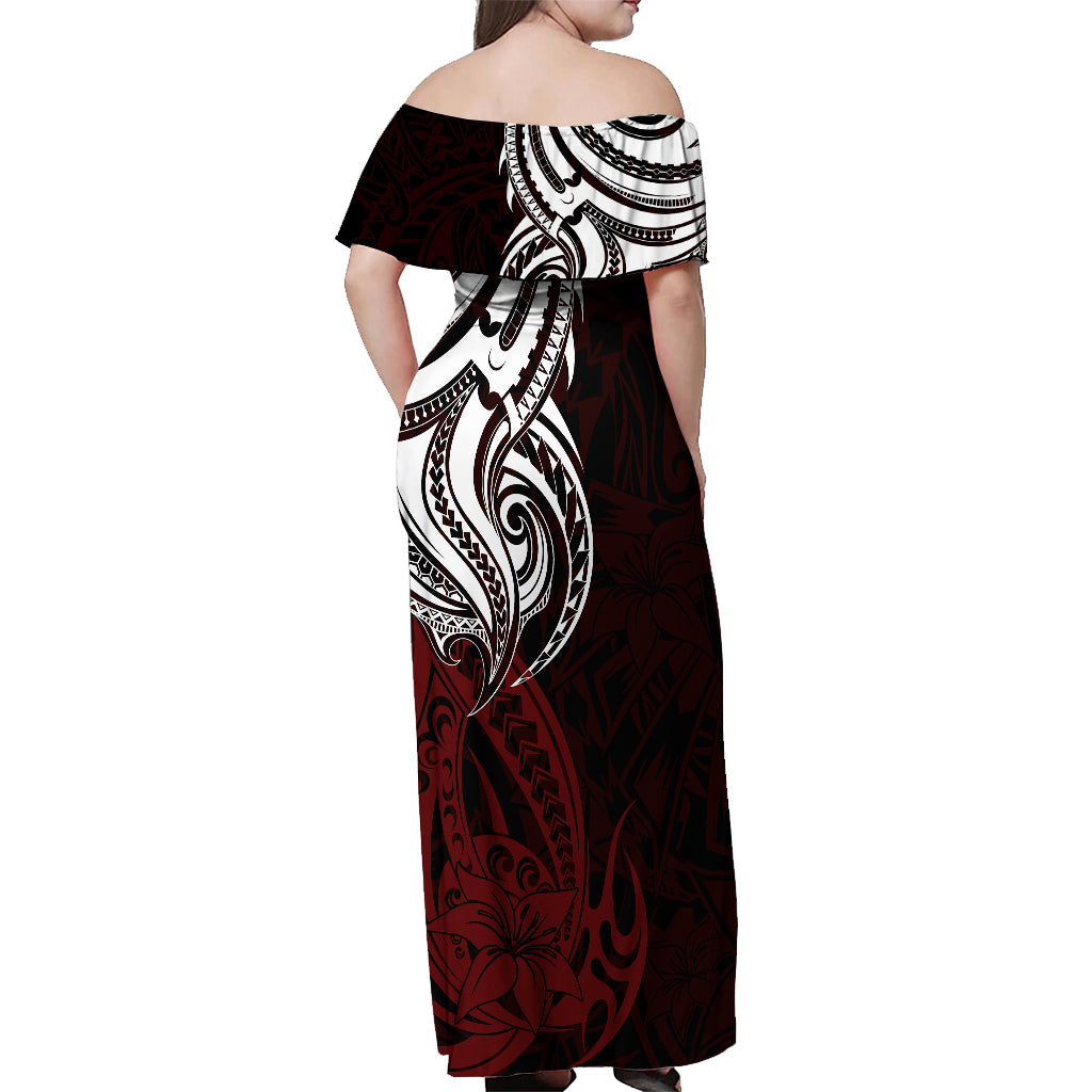 Your Matter Suicide Prevention Off Shoulder Maxi Dress Red Polynesian Tribal - Wonder Print Shop