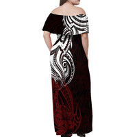 Your Matter Suicide Prevention Off Shoulder Maxi Dress Red Polynesian Tribal - Wonder Print Shop