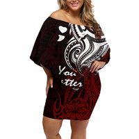 Your Matter Suicide Prevention Off Shoulder Short Dress Red Polynesian Tribal - Wonder Print Shop