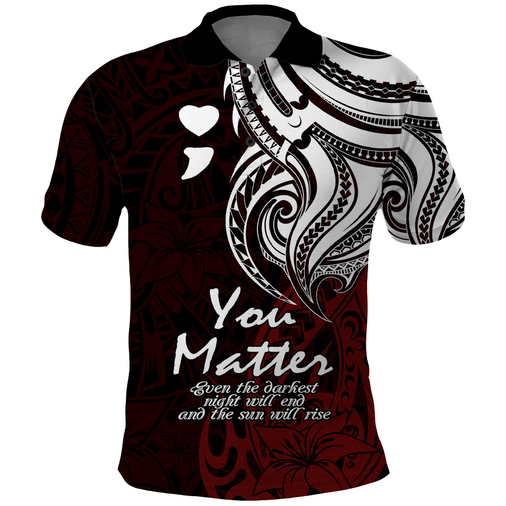 Your Matter Suicide Prevention Polo Shirt Red Polynesian Tribal - Wonder Print Shop