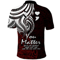 Your Matter Suicide Prevention Polo Shirt Red Polynesian Tribal - Wonder Print Shop