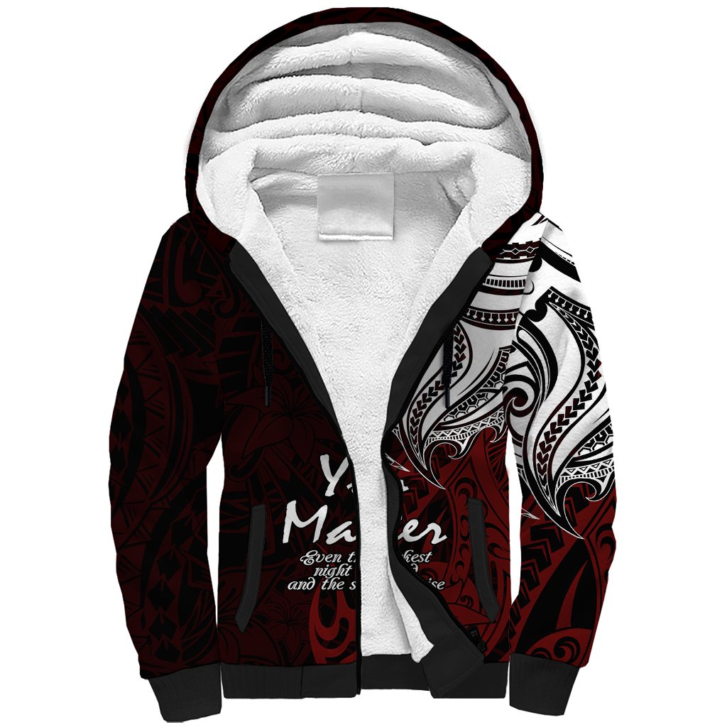 Your Matter Suicide Prevention Sherpa Hoodie Red Polynesian Tribal - Wonder Print Shop