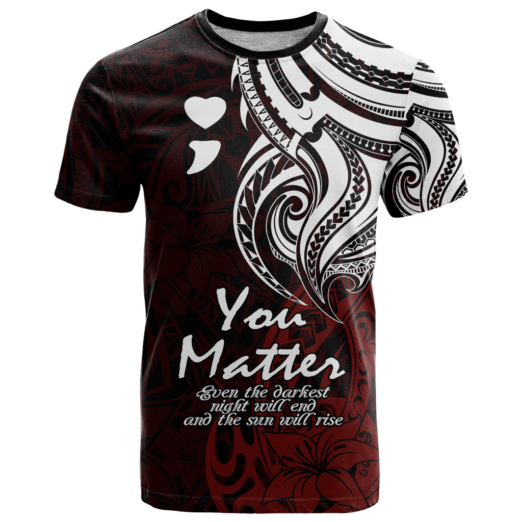 Your Matter Suicide Prevention T Shirt Red Polynesian Tribal - Wonder Print Shop
