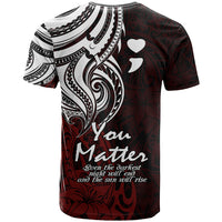 Your Matter Suicide Prevention T Shirt Red Polynesian Tribal - Wonder Print Shop