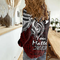 Your Matter Suicide Prevention Women Casual Shirt Red Polynesian Tribal - Wonder Print Shop