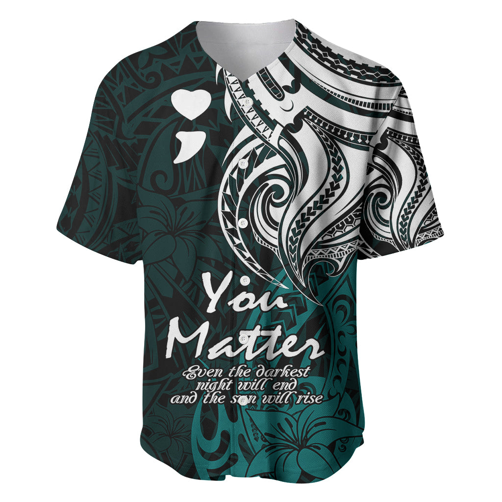 Your Matter Suicide Prevention Baseball Jersey Turqoise Polynesian Tribal LT9 - Wonder Print Shop