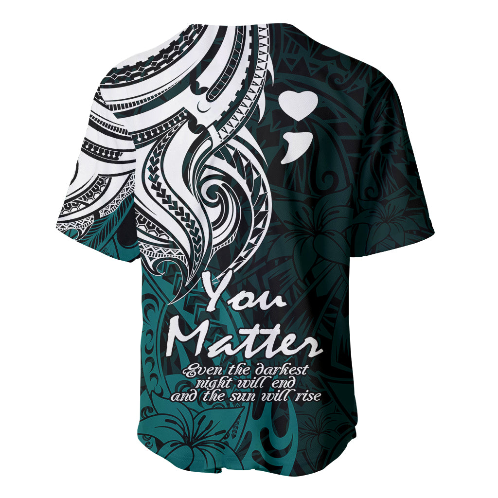 Your Matter Suicide Prevention Baseball Jersey Turqoise Polynesian Tribal LT9 - Wonder Print Shop