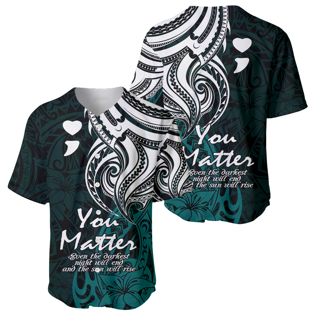 Your Matter Suicide Prevention Baseball Jersey Turqoise Polynesian Tribal LT9 - Wonder Print Shop