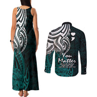 Your Matter Suicide Prevention Couples Matching Tank Maxi Dress and Long Sleeve Button Shirts Turqoise Polynesian Tribal LT9 - Wonder Print Shop