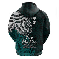 Your Matter Suicide Prevention Hoodie Turqoise Polynesian Tribal - Wonder Print Shop