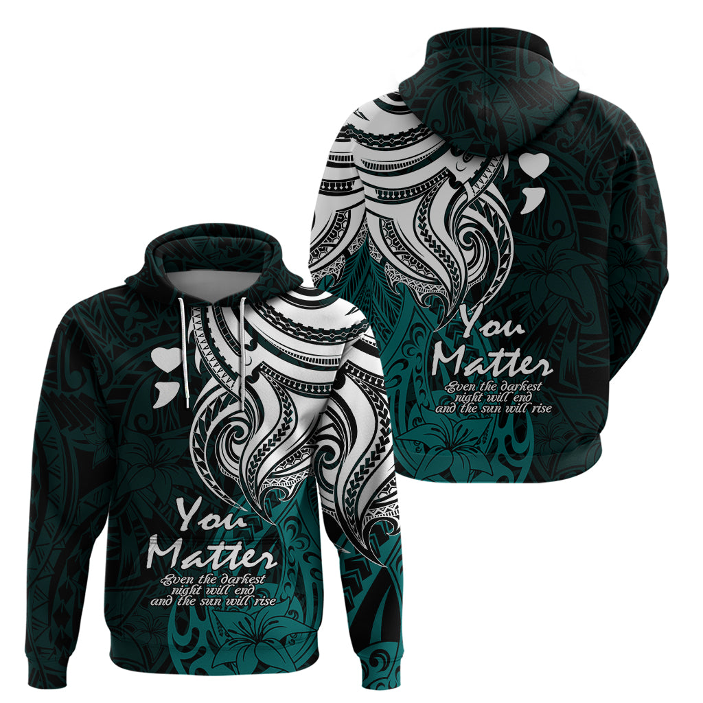Your Matter Suicide Prevention Hoodie Turqoise Polynesian Tribal - Wonder Print Shop