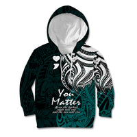 Your Matter Suicide Prevention Kid Hoodie Turqoise Polynesian Tribal - Wonder Print Shop