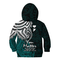 Your Matter Suicide Prevention Kid Hoodie Turqoise Polynesian Tribal - Wonder Print Shop