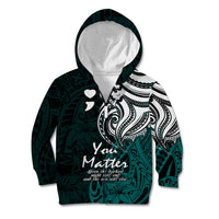 Your Matter Suicide Prevention Kid Hoodie Turqoise Polynesian Tribal - Wonder Print Shop