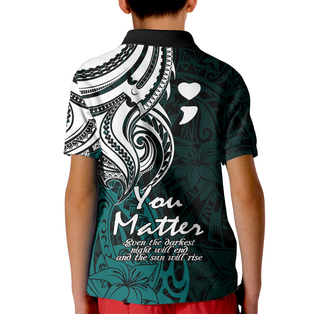 Your Matter Suicide Prevention Kid Polo Shirt Turqoise Polynesian Tribal - Wonder Print Shop