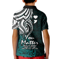 Your Matter Suicide Prevention Kid Polo Shirt Turqoise Polynesian Tribal - Wonder Print Shop