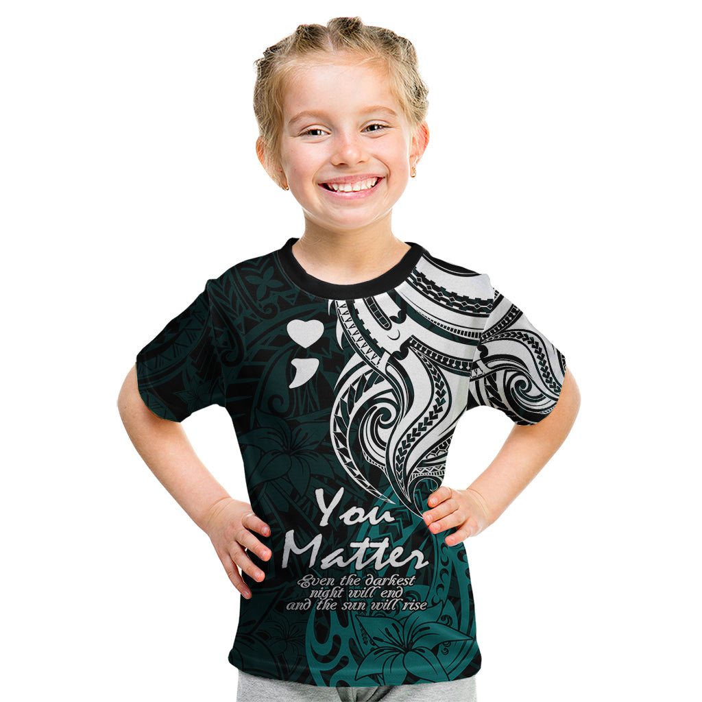 Your Matter Suicide Prevention Kid T Shirt Turqoise Polynesian Tribal - Wonder Print Shop