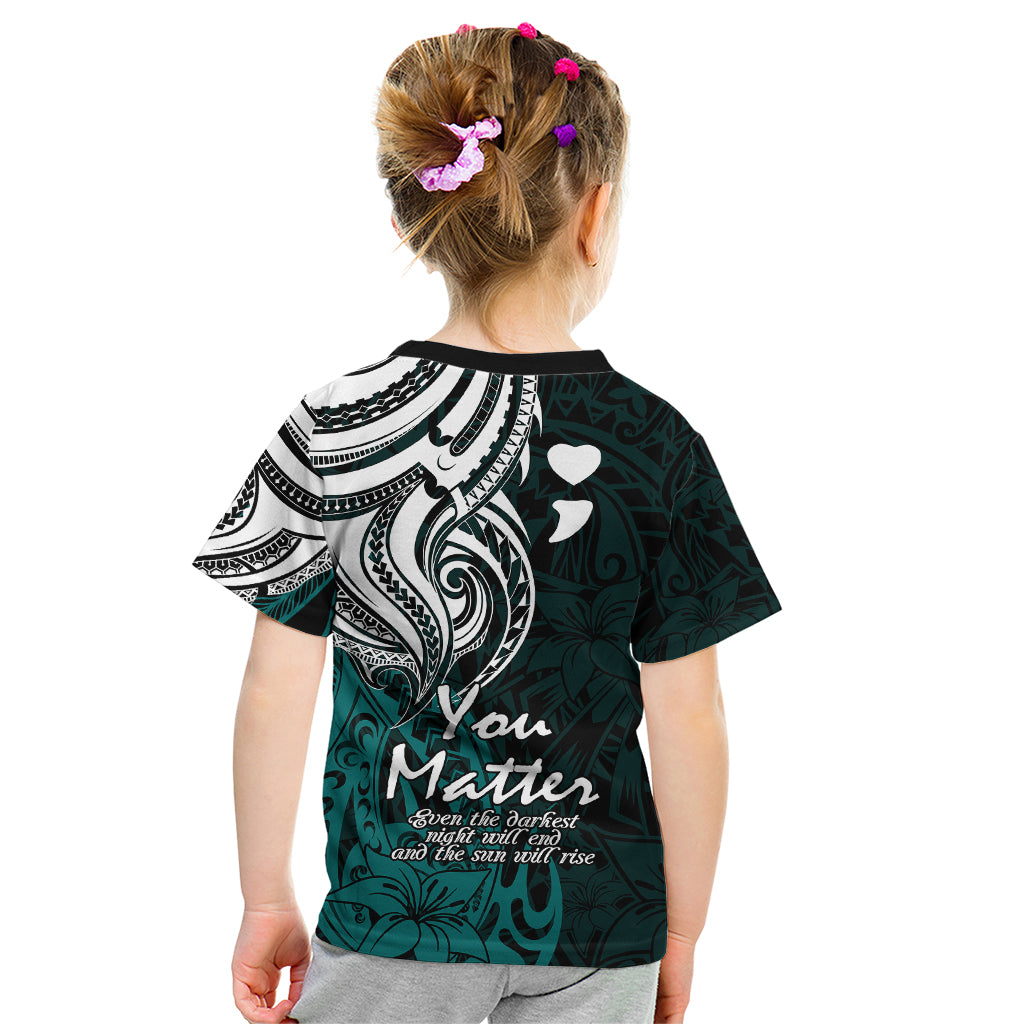 Your Matter Suicide Prevention Kid T Shirt Turqoise Polynesian Tribal - Wonder Print Shop