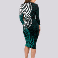 Your Matter Suicide Prevention Long Sleeve Bodycon Dress Turqoise Polynesian Tribal - Wonder Print Shop