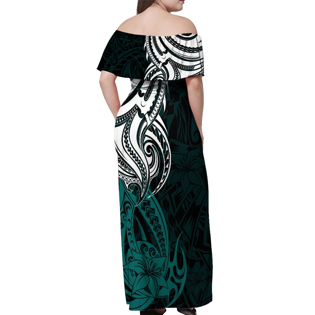Your Matter Suicide Prevention Off Shoulder Maxi Dress Turqoise Polynesian Tribal - Wonder Print Shop