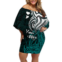 Your Matter Suicide Prevention Off Shoulder Short Dress Turqoise Polynesian Tribal - Wonder Print Shop