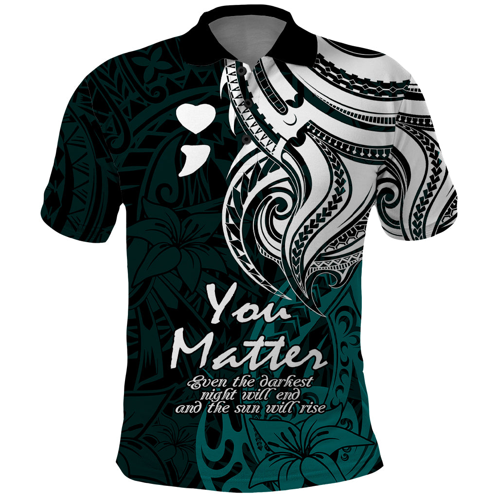 Your Matter Suicide Prevention Polo Shirt Turqoise Polynesian Tribal - Wonder Print Shop