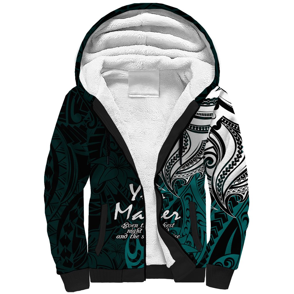 Your Matter Suicide Prevention Sherpa Hoodie Turqoise Polynesian Tribal - Wonder Print Shop