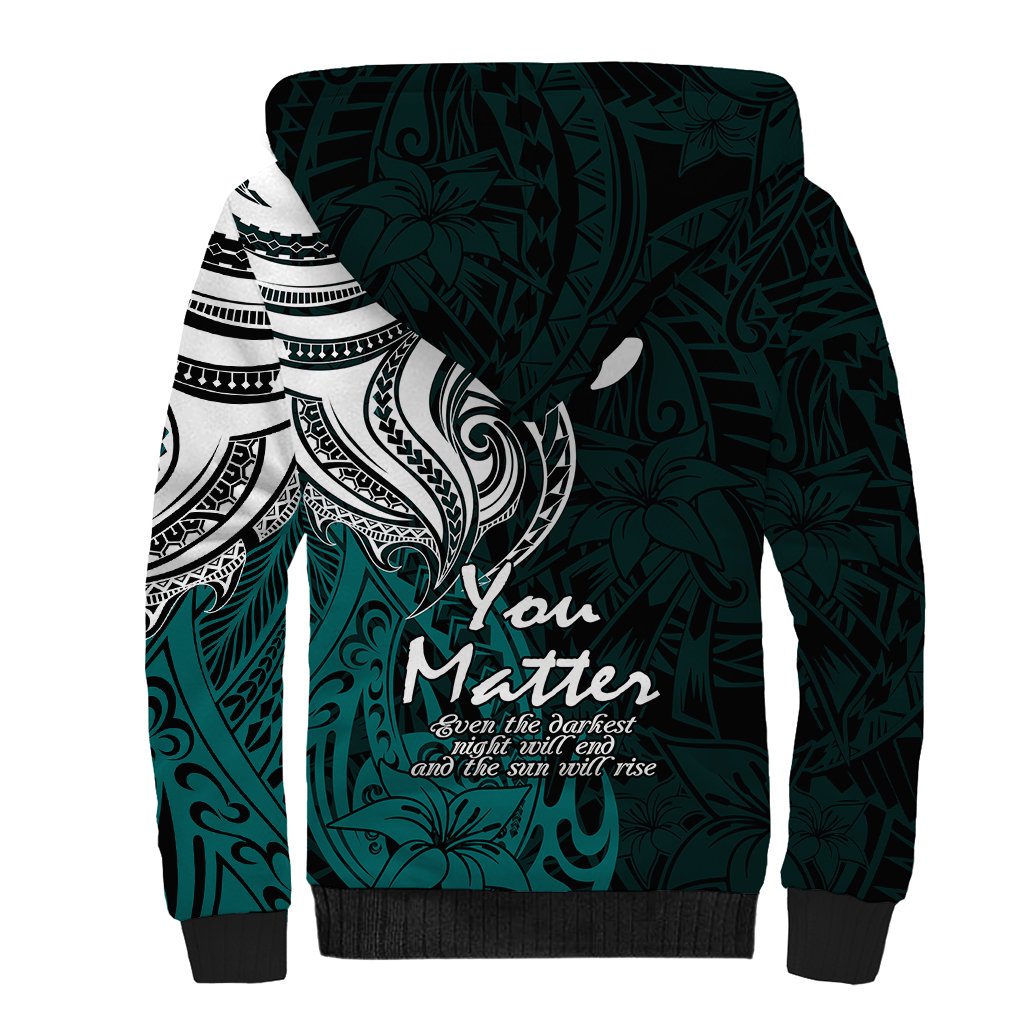 Your Matter Suicide Prevention Sherpa Hoodie Turqoise Polynesian Tribal - Wonder Print Shop