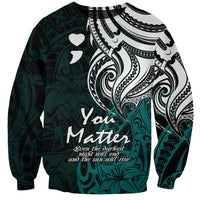 Your Matter Suicide Prevention Sweatshirt Turqoise Polynesian Tribal - Wonder Print Shop