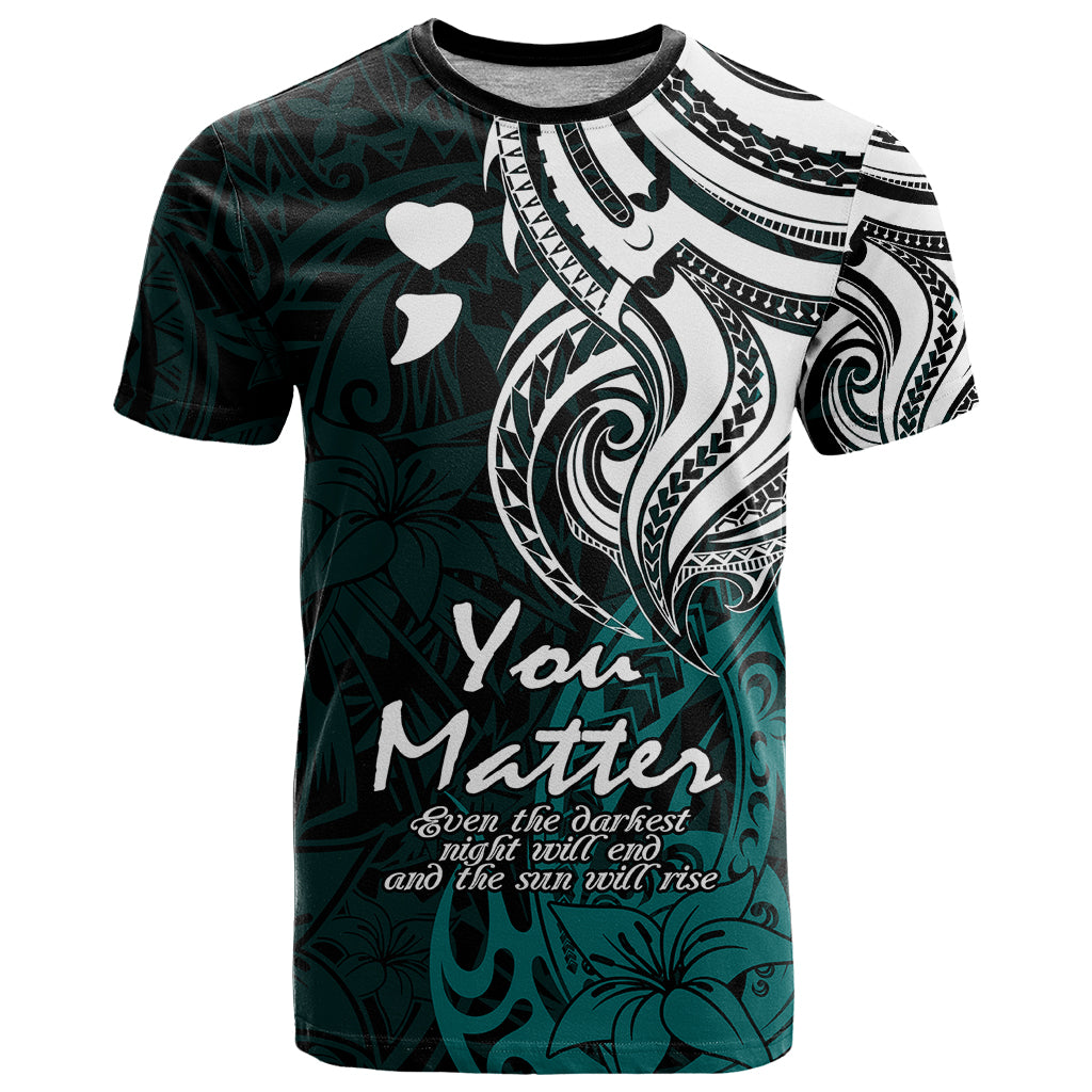 Your Matter Suicide Prevention T Shirt Turqoise Polynesian Tribal - Wonder Print Shop