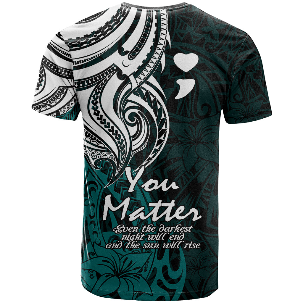 Your Matter Suicide Prevention T Shirt Turqoise Polynesian Tribal - Wonder Print Shop