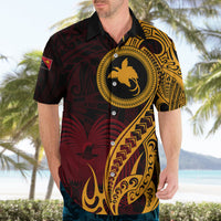 Papua New Guinea Island Hawaiian Shirt Bird of Paradise with Gold Polynesian Tribal - Wonder Print Shop