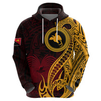Papua New Guinea Island Hoodie Bird of Paradise with Gold Polynesian Tribal - Wonder Print Shop