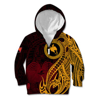 Papua New Guinea Island Kid Hoodie Bird of Paradise with Gold Polynesian Tribal - Wonder Print Shop