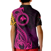 Papua New Guinea Island Kid Polo Shirt Bird of Paradise with Gold Polynesian Tribal - Wonder Print Shop