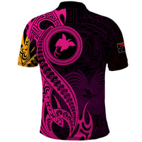 Papua New Guinea Island Polo Shirt Bird of Paradise with Gold Polynesian Tribal - Wonder Print Shop