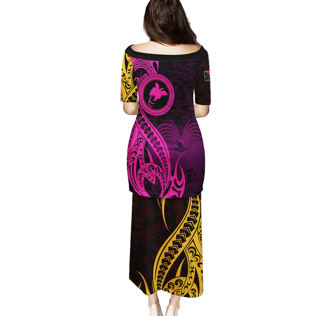 Papua New Guinea Island Puletasi Bird of Paradise with Gold Polynesian Tribal - Wonder Print Shop