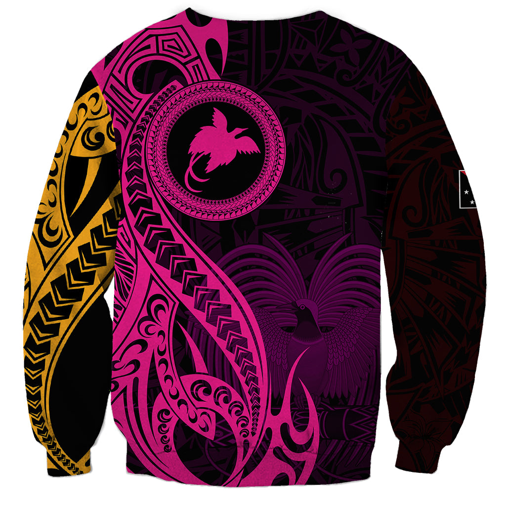 Papua New Guinea Island Sweatshirt Bird of Paradise with Gold Polynesian Tribal - Wonder Print Shop