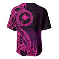 Papua New Guinea Island Baseball Jersey Bird of Paradise with Pink Polynesian Tribal LT9 - Wonder Print Shop
