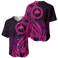 Papua New Guinea Island Baseball Jersey Bird of Paradise with Pink Polynesian Tribal LT9 - Wonder Print Shop