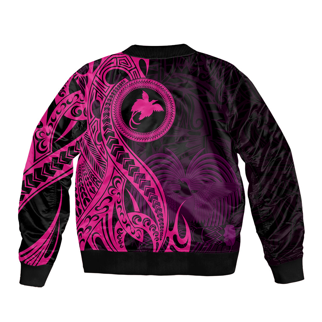 Papua New Guinea Island Bomber Jacket Bird of Paradise with Pink Polynesian Tribal LT9 - Wonder Print Shop