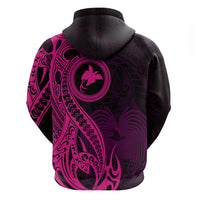 Papua New Guinea Island Hoodie Bird of Paradise with Pink Polynesian Tribal - Wonder Print Shop